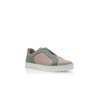 AGILIO Sneakers basse in pelle di vitello grigia e verde