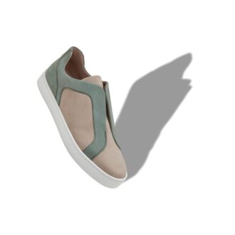 AGILIO Sneakers basse in pelle di vitello grigia e verde