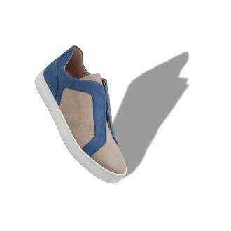 AGILIO Sneakers in pelle di vitello grigia e blu