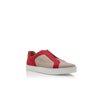 AGILIO Sneakers in pelle di vitello grigia e rossa