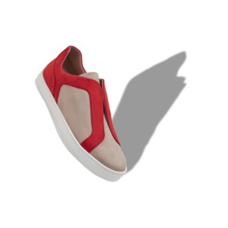 AGILIO Sneakers in pelle di vitello grigia e rossa