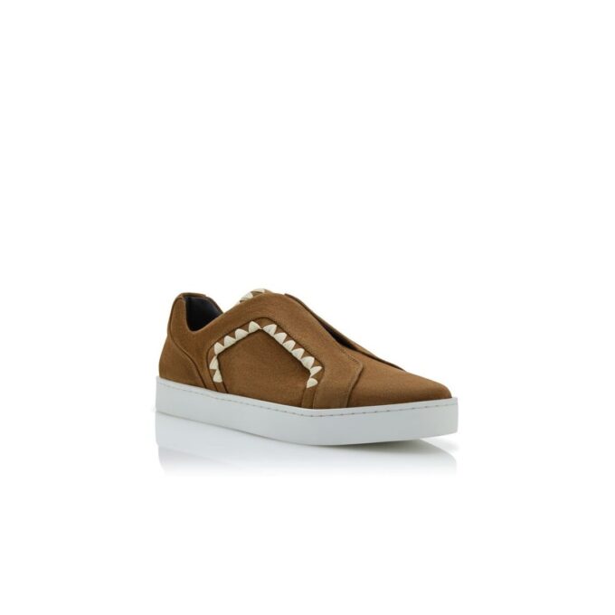 AGILIO Sneakers in pelle scamosciata marrone con cucitura a punto festone