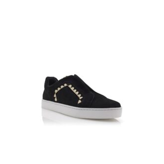 AGILIO Sneakers in pelle scamosciata nera con cucitura a punto festone AGILIO Sneakers in pelle scamosciata nera con cucitura a punto festone
