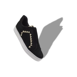 AGILIO Sneakers in pelle scamosciata nera con cucitura a punto festone AGILIO Sneakers in pelle scamosciata nera con cucitura a punto festone