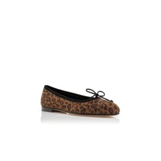 Ballerine in pelle scamosciata marrone con stampa animalier VERALLI Scarpe basse