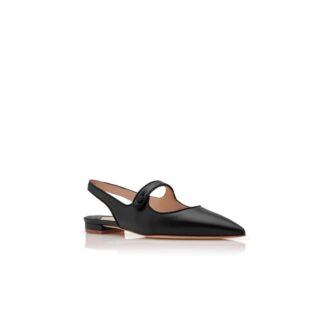 CAMPARIFLATSLI Décolleté basse con cinturino posteriore in pelle nappa nera