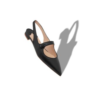 CAMPARIFLATSLI Décolleté basse con cinturino posteriore in pelle nappa nera