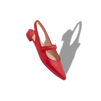 CAMPARIFLATSLI Décolleté basse con cinturino posteriore in pelle nappa rossa