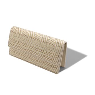 CAPRIPLA Pochette in rafia beige chiaro e crema
