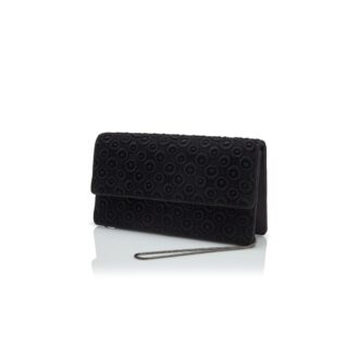 CAPRIPLA Pochette nera in pizzo ricamato