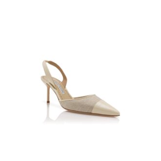 CAPSLI Décolleté con cinturino posteriore in lino beige chiaro