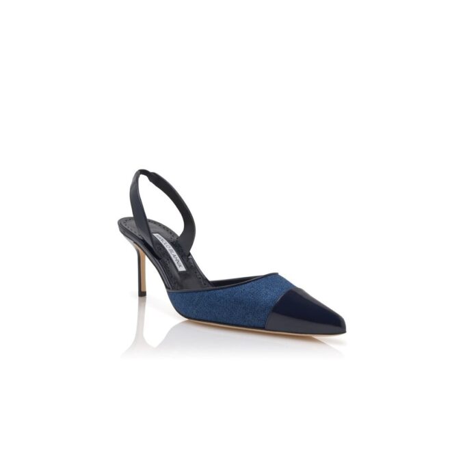 CAPSLI Décolleté con cinturino posteriore in lino blu navy