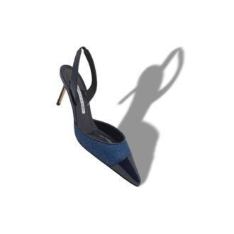 CAPSLI Décolleté con cinturino posteriore in lino blu navy