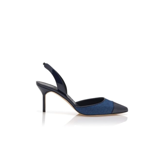 CAPSLI Décolleté con cinturino posteriore in lino blu navy