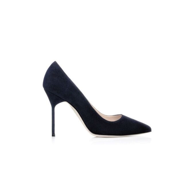 Décolleté a punta in pelle scamosciata blu navy Décolleté a punta in pelle scamosciata blu navy