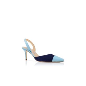 Décolleté con cinturino posteriore in camoscio blu CAPSLI