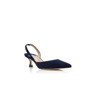 Décolleté con cinturino posteriore in camoscio blu navy CAROLYNE