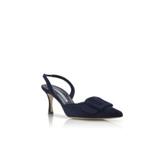 Décolleté con cinturino posteriore in camoscio blu navy MAYSLI