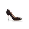 Décolleté Hangisi in raso nero con fibbia gioiello Décolleté Hangisi in raso nero con fibbia gioiello
