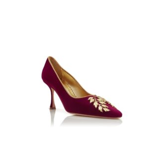 Décolleté REVA in velluto rosso scuro con decorazioni Décolleté REVA in velluto rosso scuro con decorazioni
