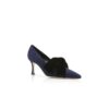 Décolleté SERBA in camoscio blu navy con fiocco in velluto Décolleté SERBA in camoscio blu navy con fiocco in velluto