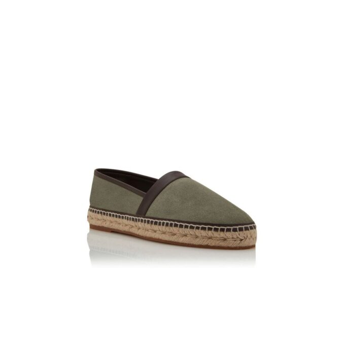 Espadrillas in pelle scamosciata di vitello verde scuro NERANO Espadrillas in pelle scamosciata di vitello verde scuro NERANO