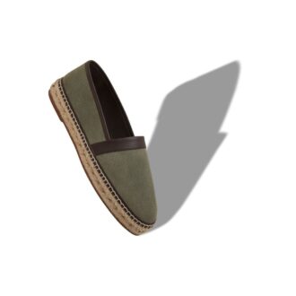 Espadrillas in pelle scamosciata di vitello verde scuro NERANO