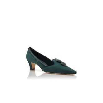 FONTANBLAS Décolleté in pelle scamosciata verde scuro con bottoni