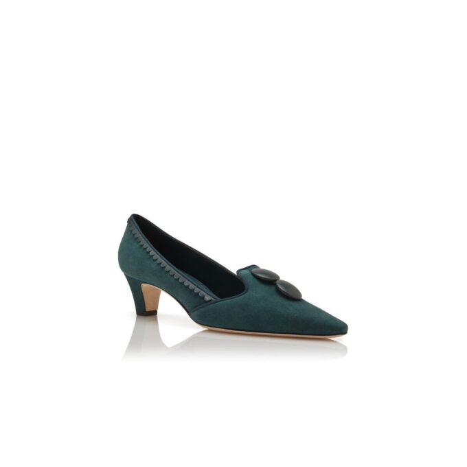 FONTANBLAS Décolleté in pelle scamosciata verde scuro con bottoni FONTANBLAS Décolleté in pelle scamosciata verde scuro con bottoni