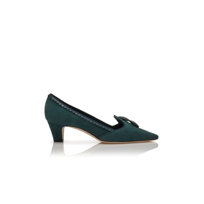 FONTANBLAS Décolleté in pelle scamosciata verde scuro con bottoni FONTANBLAS Décolleté in pelle scamosciata verde scuro con bottoni