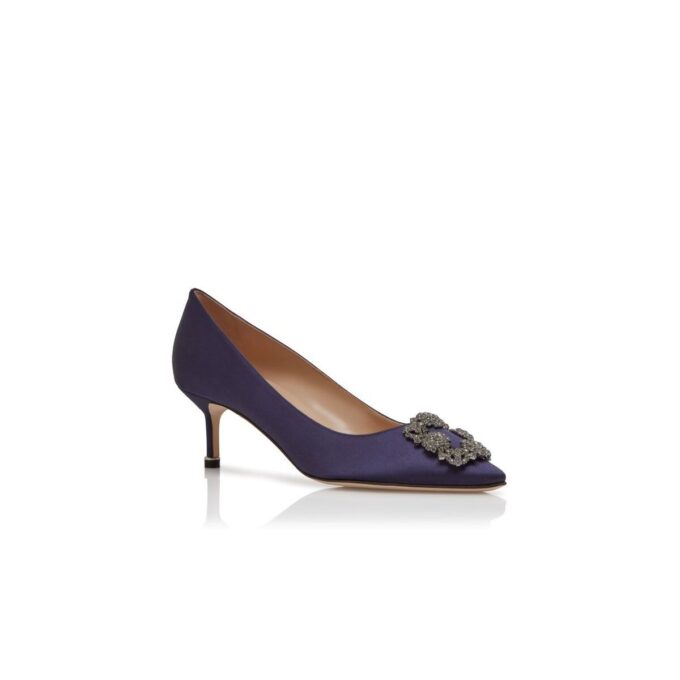 Hangisi 50 Décolleté in raso blu scuro con fibbia gioiello Hangisi 50 Décolleté in raso blu scuro con fibbia gioiello