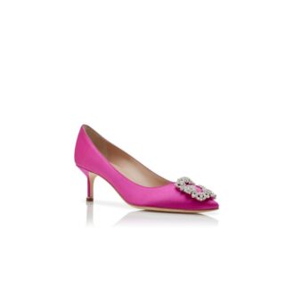 Hangisi 50 Décolleté in raso fucsia con fibbia gioiello Hangisi 50 Décolleté in raso fucsia con fibbia gioiello