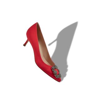 Hangisi 50 Décolleté in raso rosso con fibbia gioiello Hangisi 50 Décolleté in raso rosso con fibbia gioiello