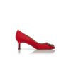Hangisi 50 Décolleté in raso rosso con fibbia gioiello