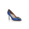 Hangisi 70 Décolleté blu in raso con fibbia gioiello Hangisi 70 Décolleté blu in raso con fibbia gioiello