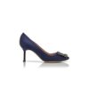 Hangisi 70 Décolleté in raso blu navy con fibbia gioiello