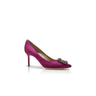 Hangisi 70 Décolleté in raso fucsia scuro con fibbia gioiello