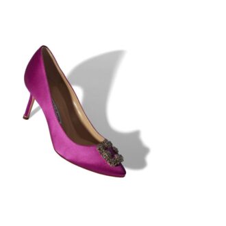 Hangisi 70 Décolleté in raso fucsia scuro con fibbia gioiello