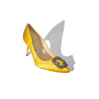 Hangisi 70 Décolleté in raso giallo con fibbia gioiello