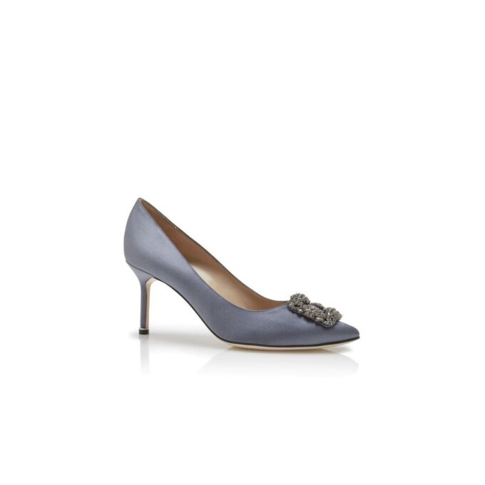 Hangisi 70 Décolleté in raso grigio con fibbia gioiello Hangisi 70 Décolleté in raso grigio con fibbia gioiello