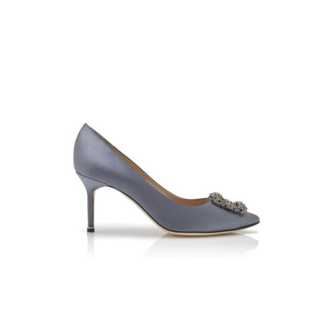 Hangisi 70 Décolleté in raso grigio con fibbia gioiello Hangisi 70 Décolleté in raso grigio con fibbia gioiello