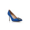 Hangisi 90 Décolleté blu in raso con fibbia gioiello Hangisi 90 Décolleté blu in raso con fibbia gioiello