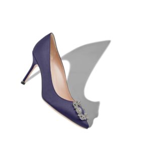 Hangisi 90 Décolleté blu navy in raso con fibbia gioiello