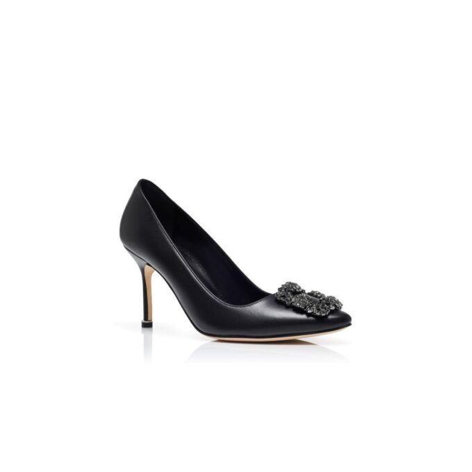 Hangisi 90 Décolleté in pelle nera con fibbia gioiello Hangisi 90 Décolleté in pelle nera con fibbia gioiello