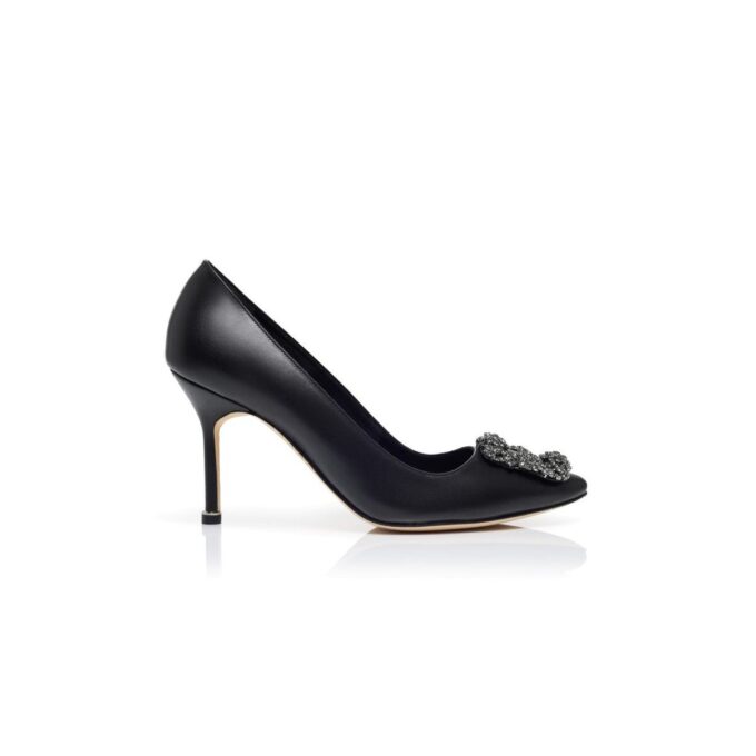 Hangisi 90 Décolleté in pelle nera con fibbia gioiello Hangisi 90 Décolleté in pelle nera con fibbia gioiello