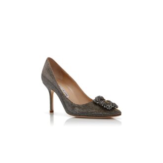 Hangisi 90 Décolleté in tessuto glitterato oro scuro con fibbia gioiello