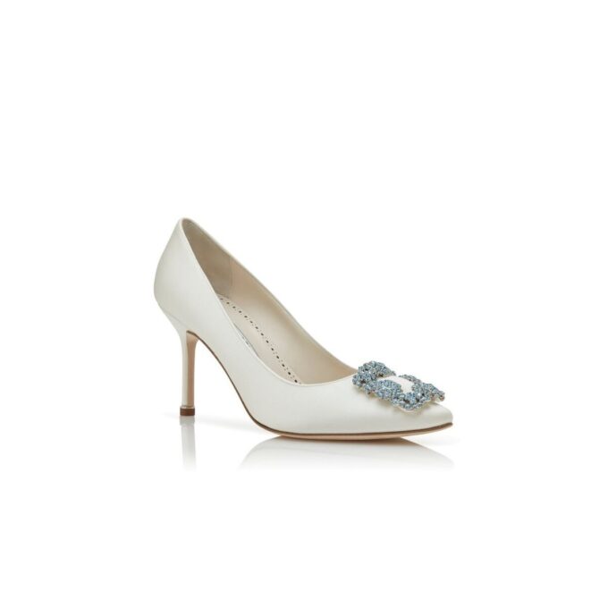 HANGISI BRIDAL 90 Décolleté in raso bianco con fibbia gioiello