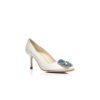 HANGISI BRIDE 70 Décolleté in raso bianco con fibbia gioiello