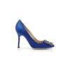Hangisi Décolleté blu in raso con fibbia gioiello