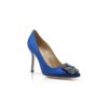 Hangisi Décolleté blu in raso con fibbia gioiello